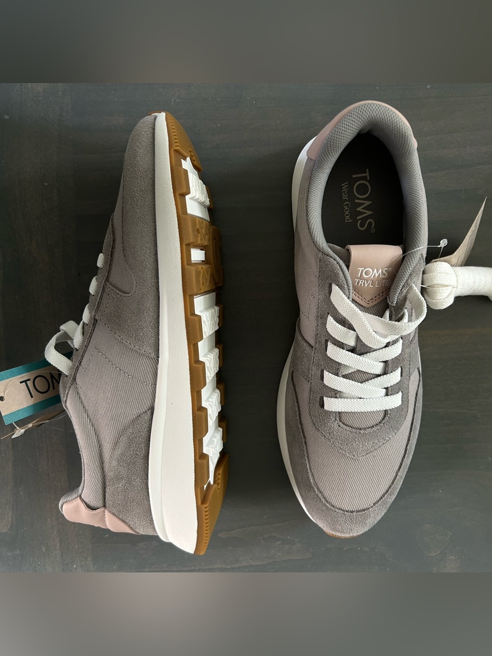 TOMS Grey suede Trvl Lite Retro Lace-Up